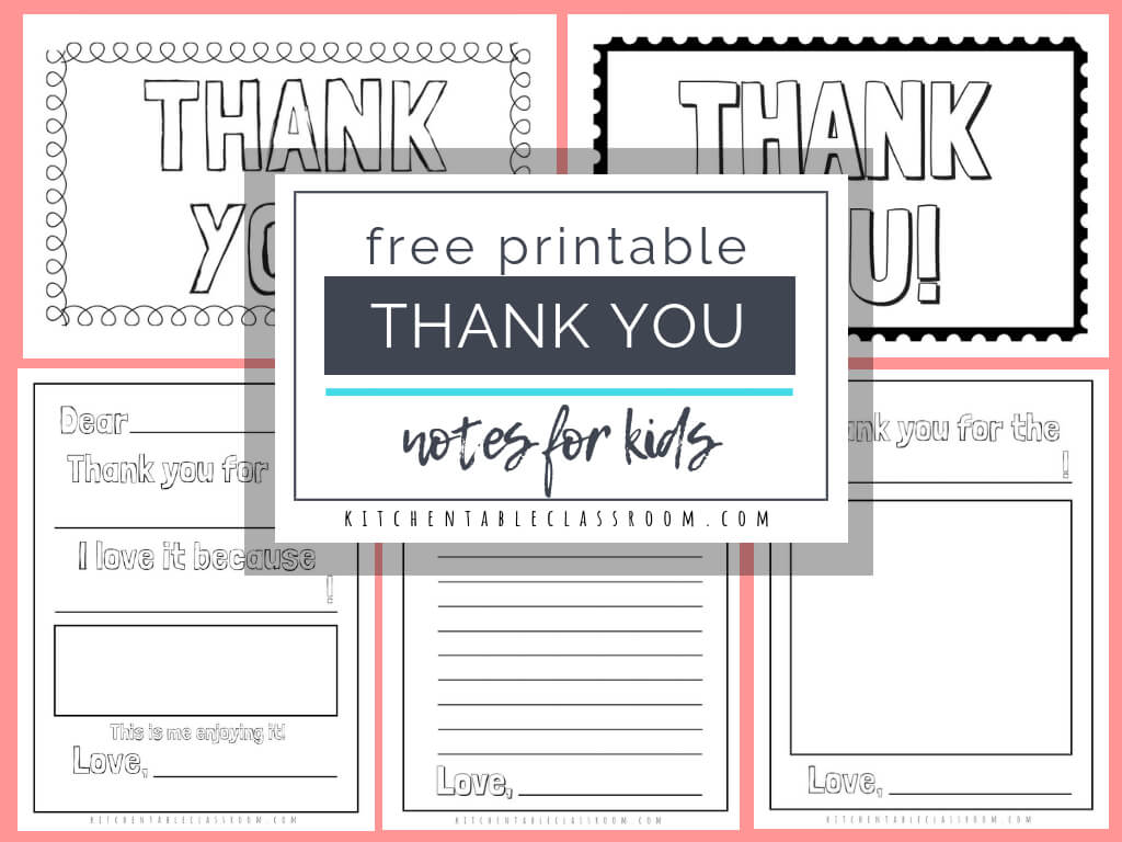 Printable Thank You Cards For Kids – The Kitchen Table Classroom Within Free Printable Thank You Card Template