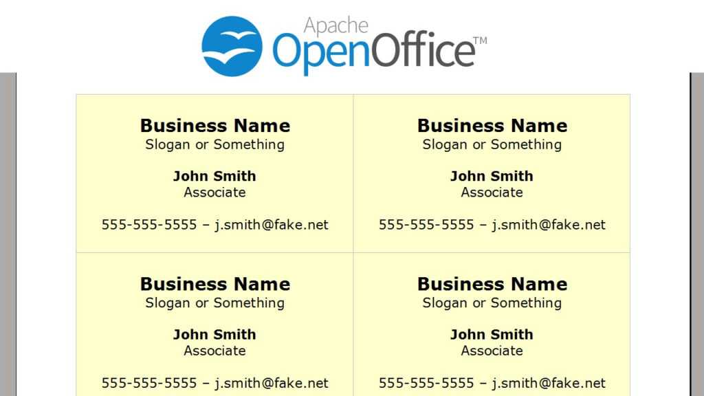 Openoffice Business Card Template