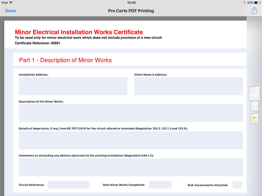 Pro Certs | Electrical Testing Inspecting & Certification Throughout Minor Electrical Installation Works Certificate Template