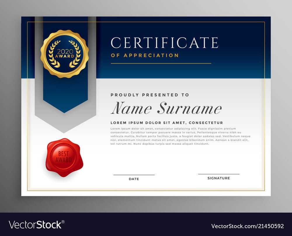 Professional Blue Certificate Template Design Within Professional Award Certificate Template