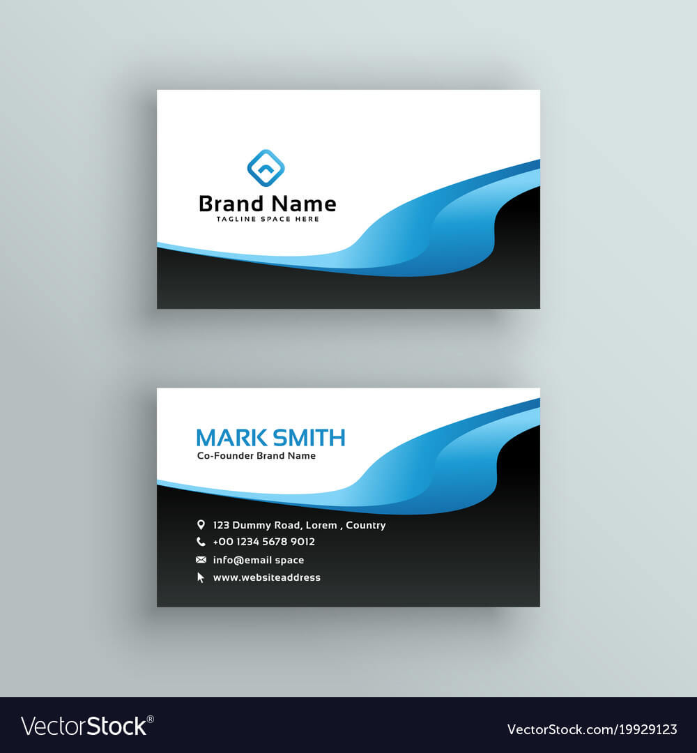 Professional Blue Wave Business Card Template Regarding Professional Name Card Template