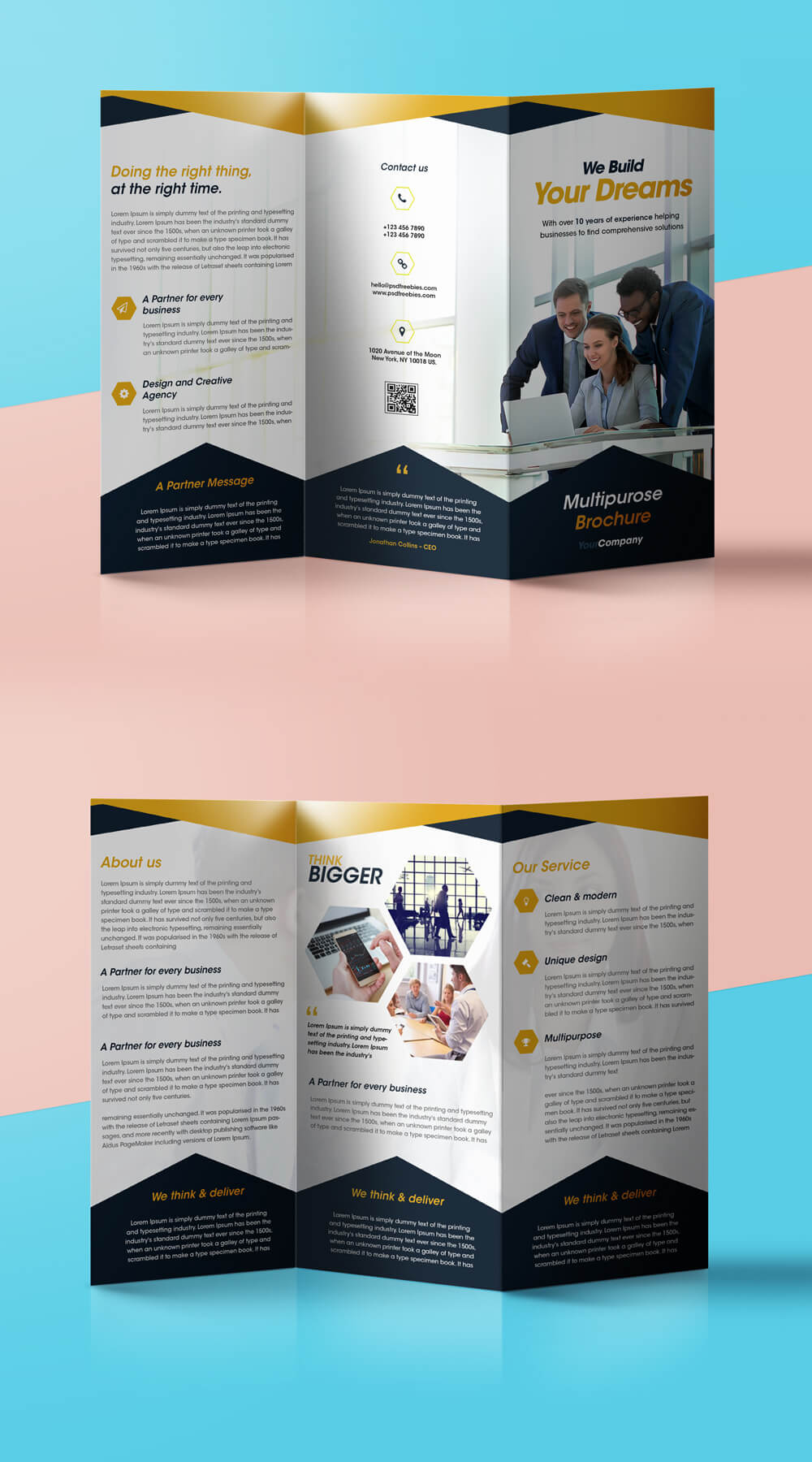 Professional Corporate Tri Fold Brochure Free Psd Template Within Brochure 3 Fold Template Psd