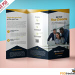 Professional Corporate Tri Fold Brochure Free Psd Template Within Three Panel Brochure Template