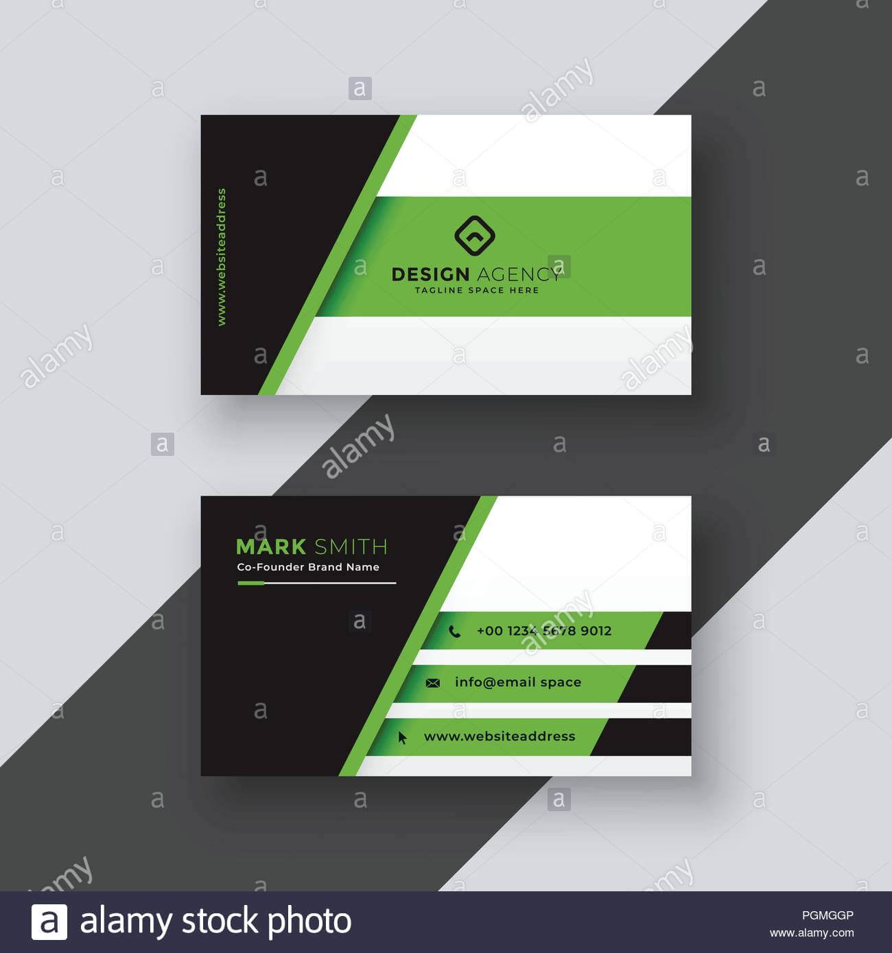 Professional Green Business Card Template Stock Vector Art Within Professional Name Card Template