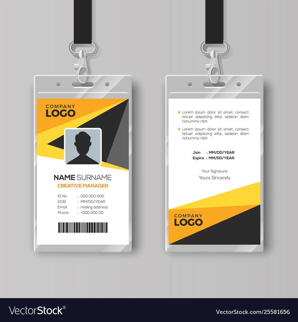 Professional Id Card Template With Yellow Details Throughout Template For Id Card Free Download
