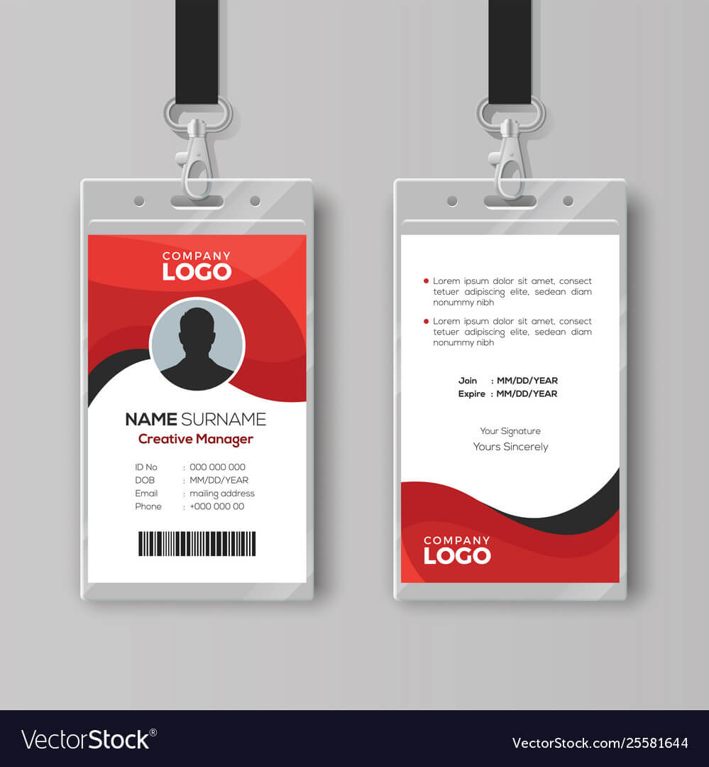 Professional Identity Card Template With Red For Photographer Id Card Template