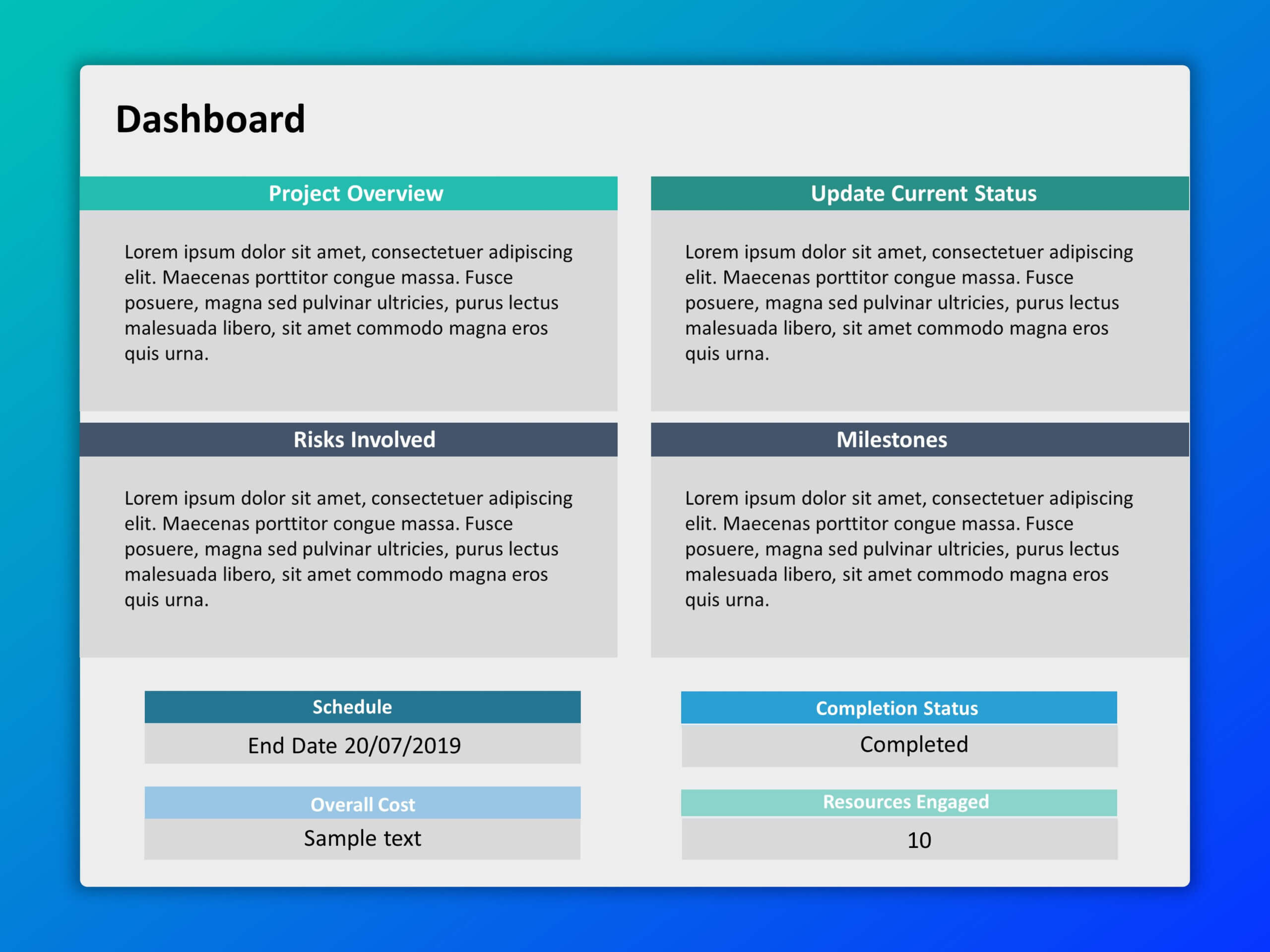 Project Dashboard Powerpoint 4 | Project Management For Project Dashboard Template Powerpoint Free