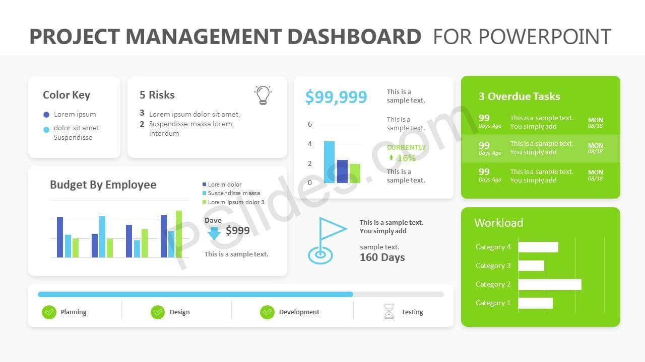 Project Management Dashboard Powerpoint Template – Pslides Inside Project Dashboard Template Powerpoint Free