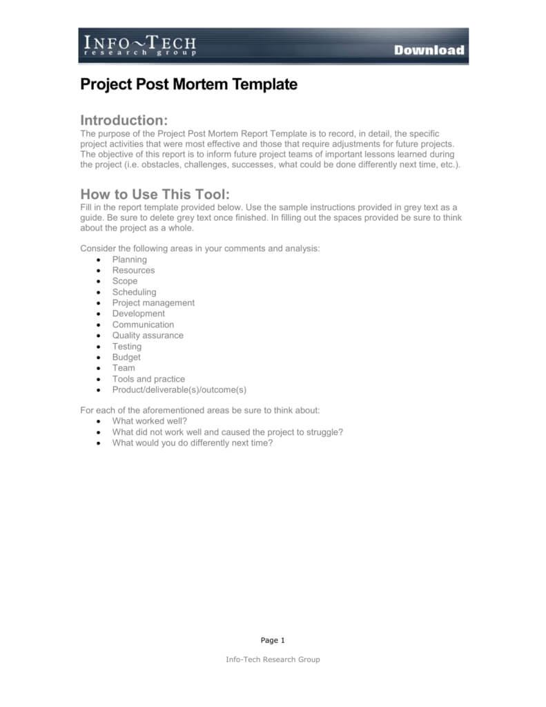 Project Post Mortem Template Inside Post Mortem Template Powerpoint