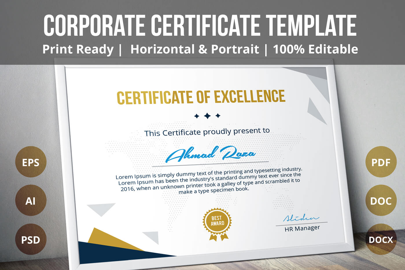 Psd Certificate Template On Behance Throughout Landscape Certificate Templates