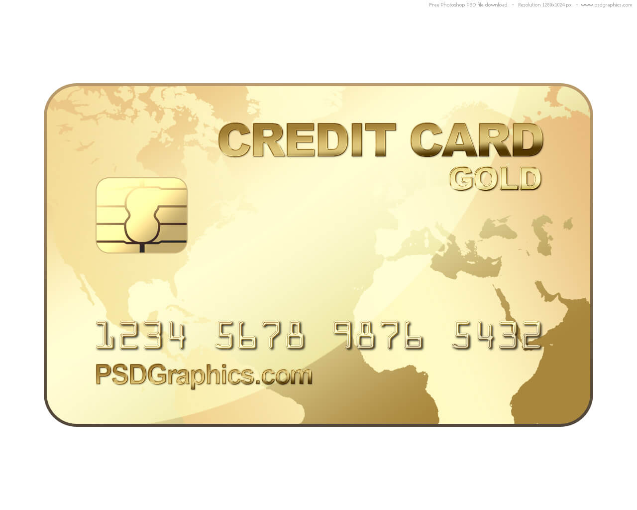 Psd Gold Credit Card Template | Psdgraphics Inside Credit Card Size Template For Word
