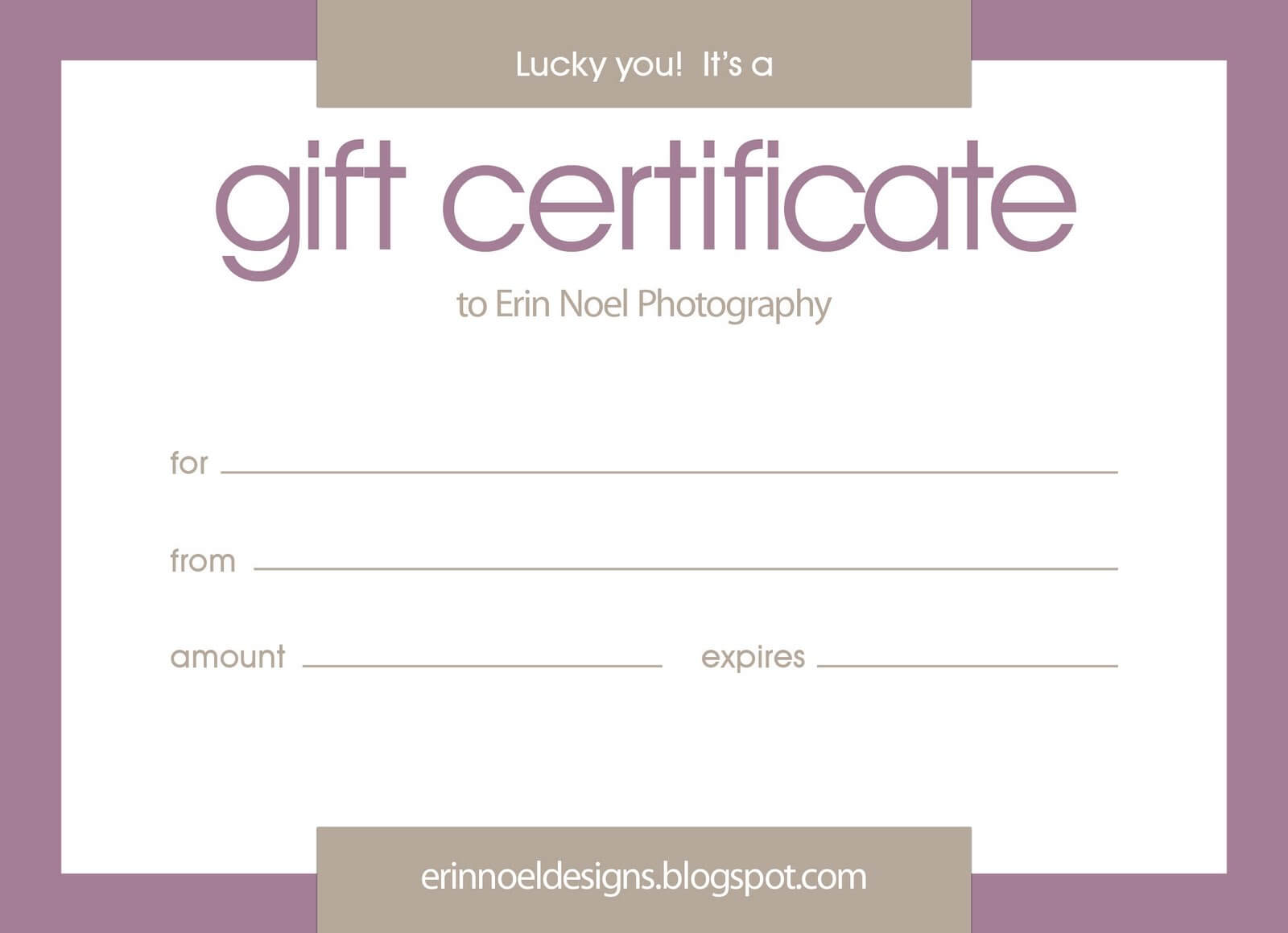 Purple Gift Certificate Template Pertaining To Photoshoot Gift Certificate Template