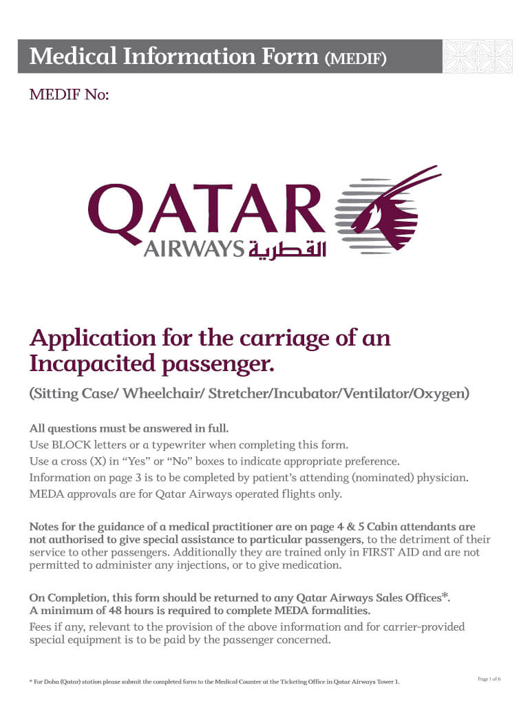 Qatar Airways Medical Form – Fill Online, Printable Intended For Fit To Fly Certificate Template