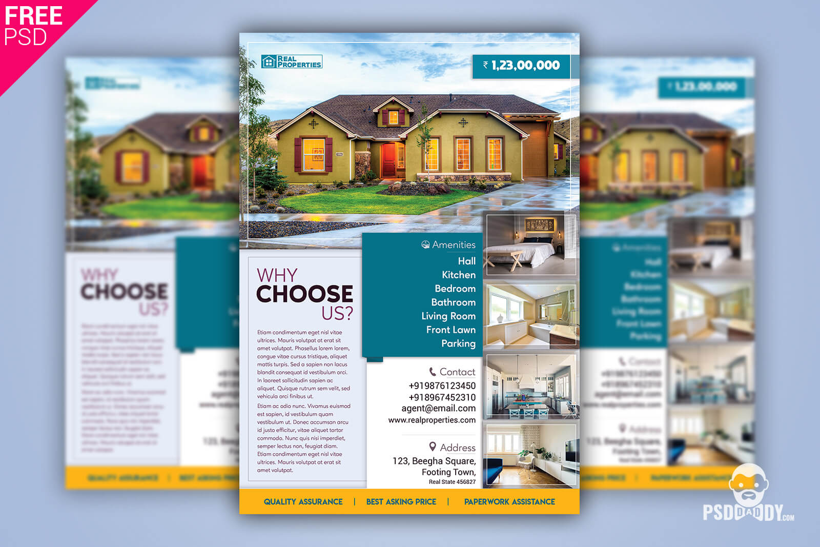 Real Estate Flyer + Social Media Free Psd Template Intended For Real Estate Brochure Templates Psd Free Download