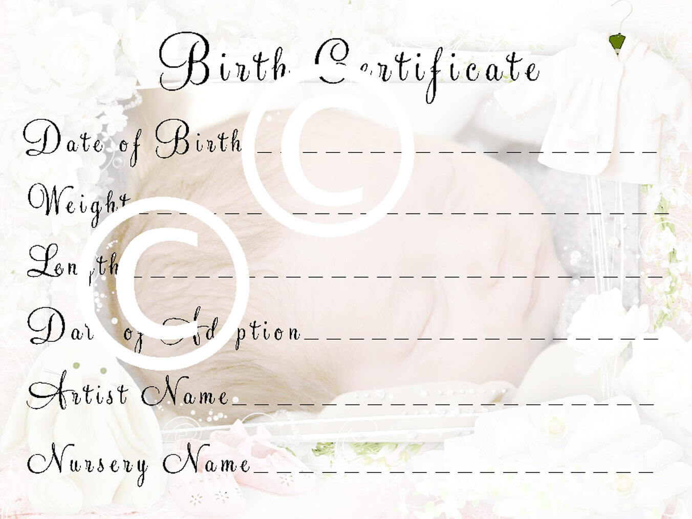 Reborn Baby Doll Birth Certificate Instant Download To Print Free Ship With Regard To Baby Doll Birth Certificate Template