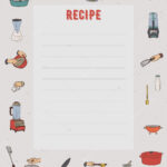 Recipe Card Cookbook Page Design Template Kitchen Utensils Within Restaurant Recipe Card Template