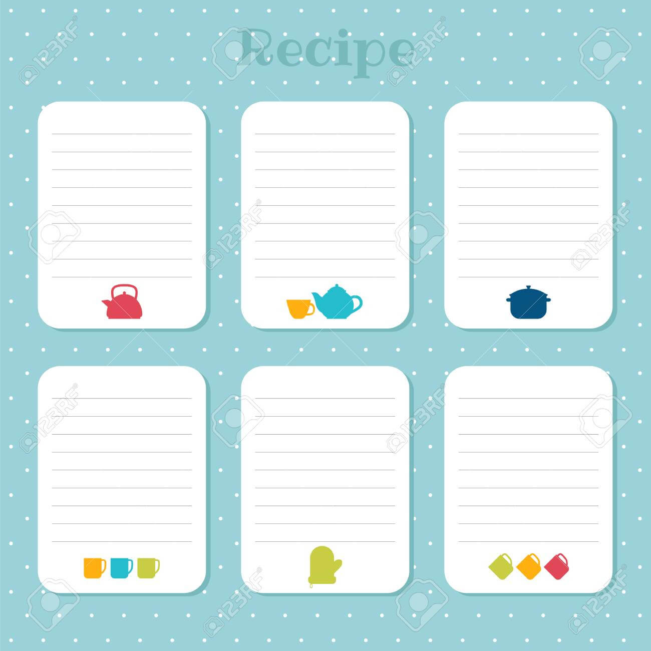 Recipe Cards Set. Cooking Card Templates. For Restaurant, Cafe,.. For Restaurant Recipe Card Template