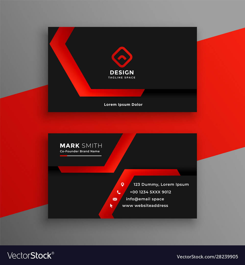 Red And Black Geometric Business Card Template Inside Calling Card Free Template