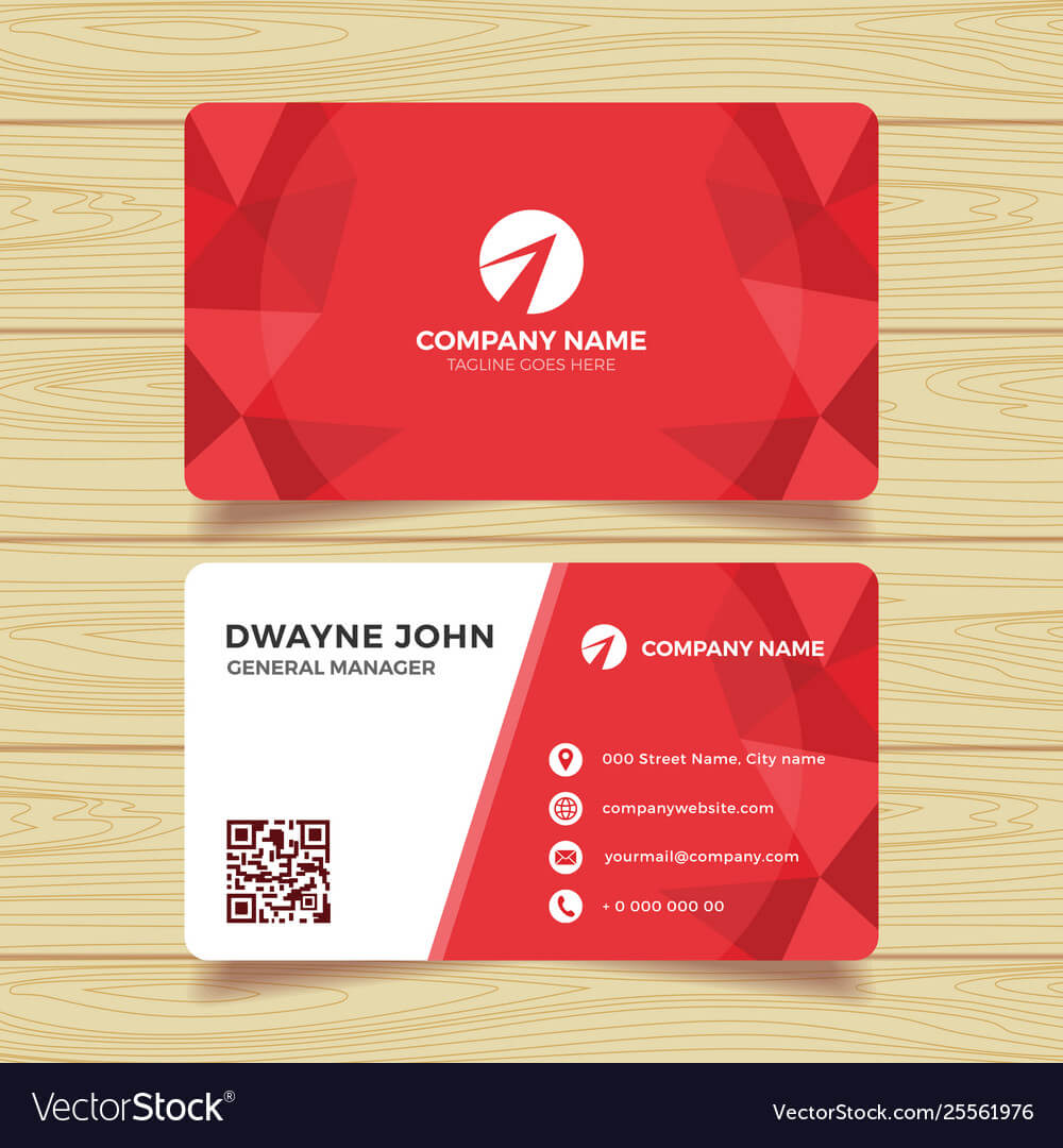 Red Geometric Business Card Template Pertaining To Template For Calling Card