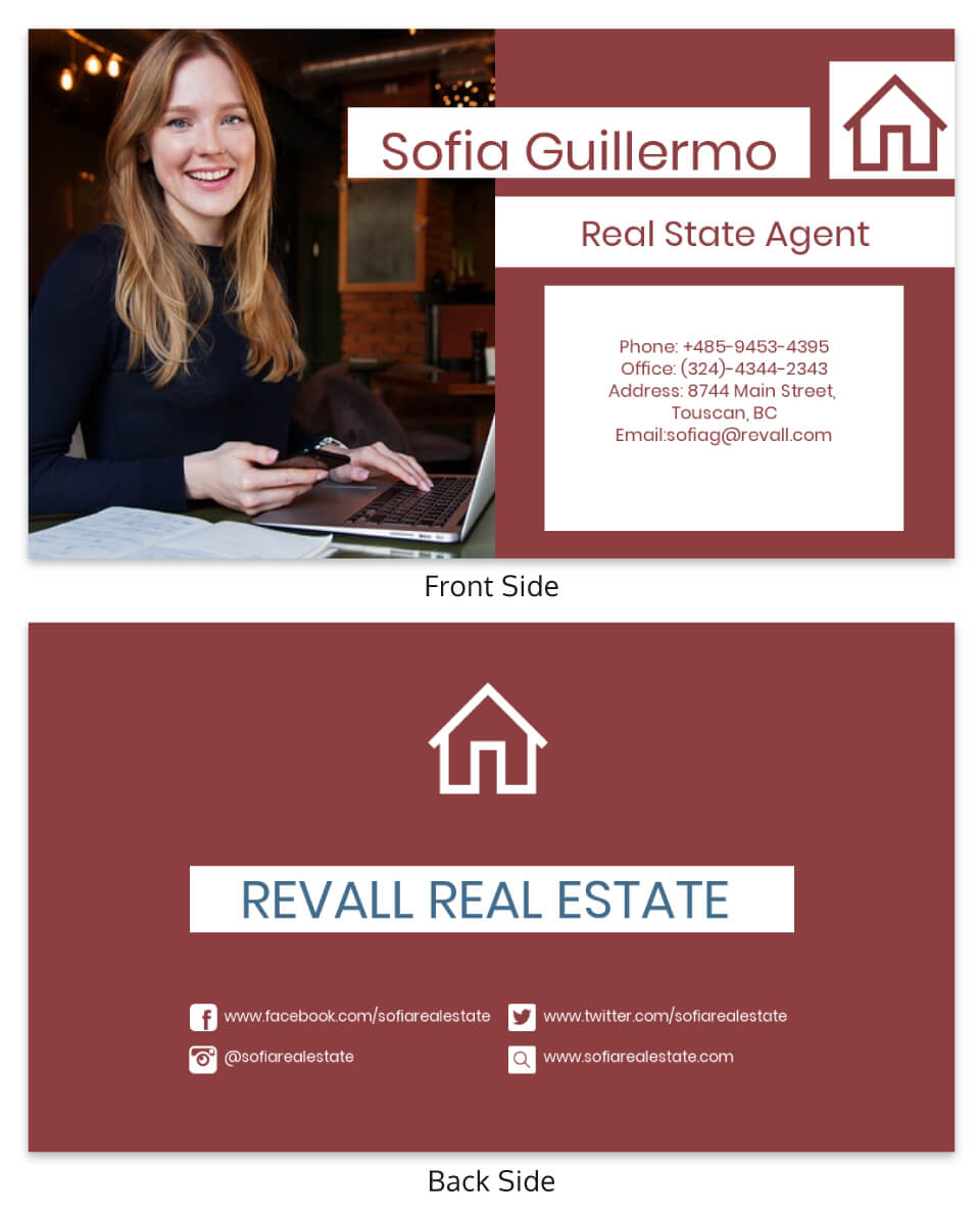 Red Real Estate Business Card Template Regarding Real Estate Agent Business Card Template