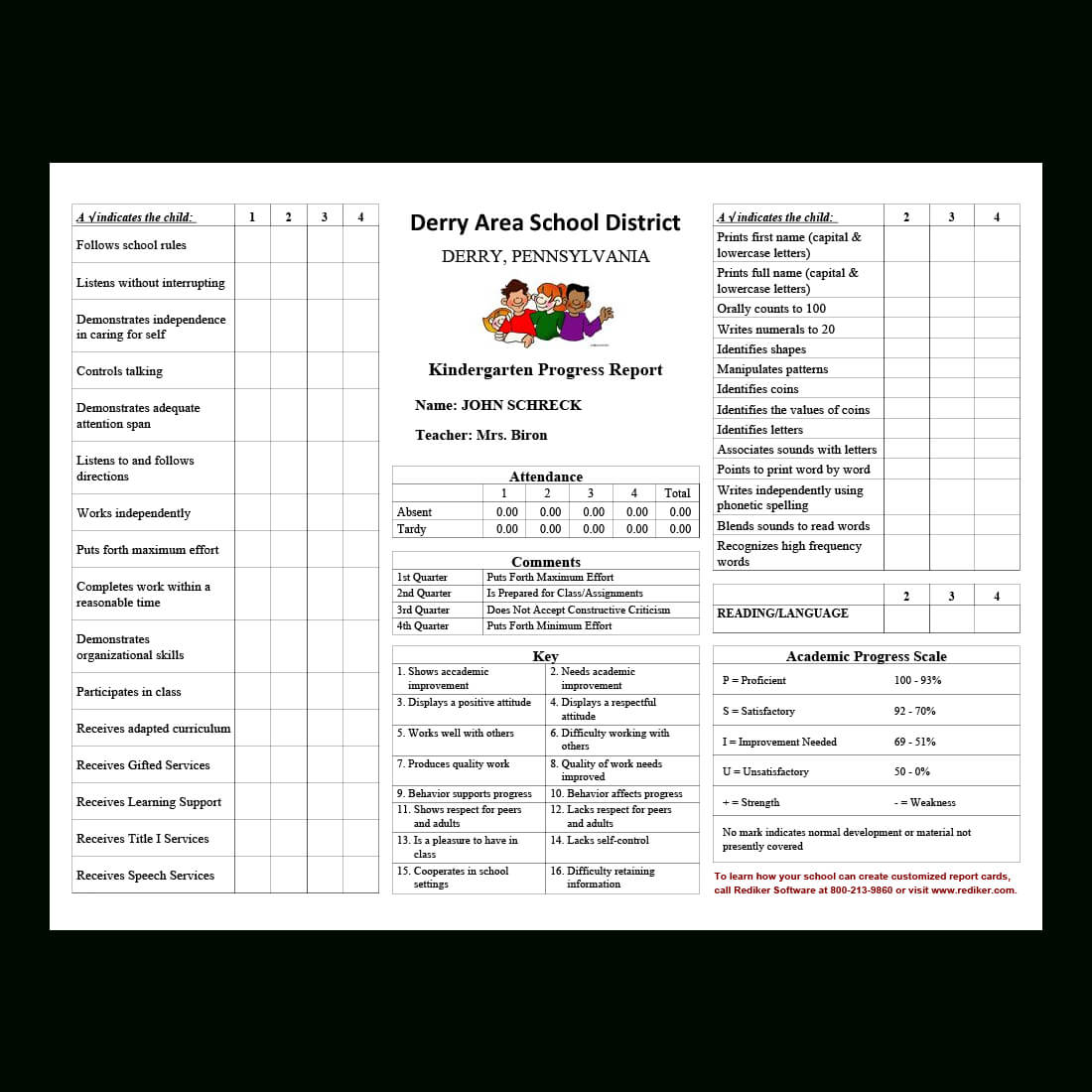 Report Card Software – Grade Management | Rediker Software With Fake College Report Card Template