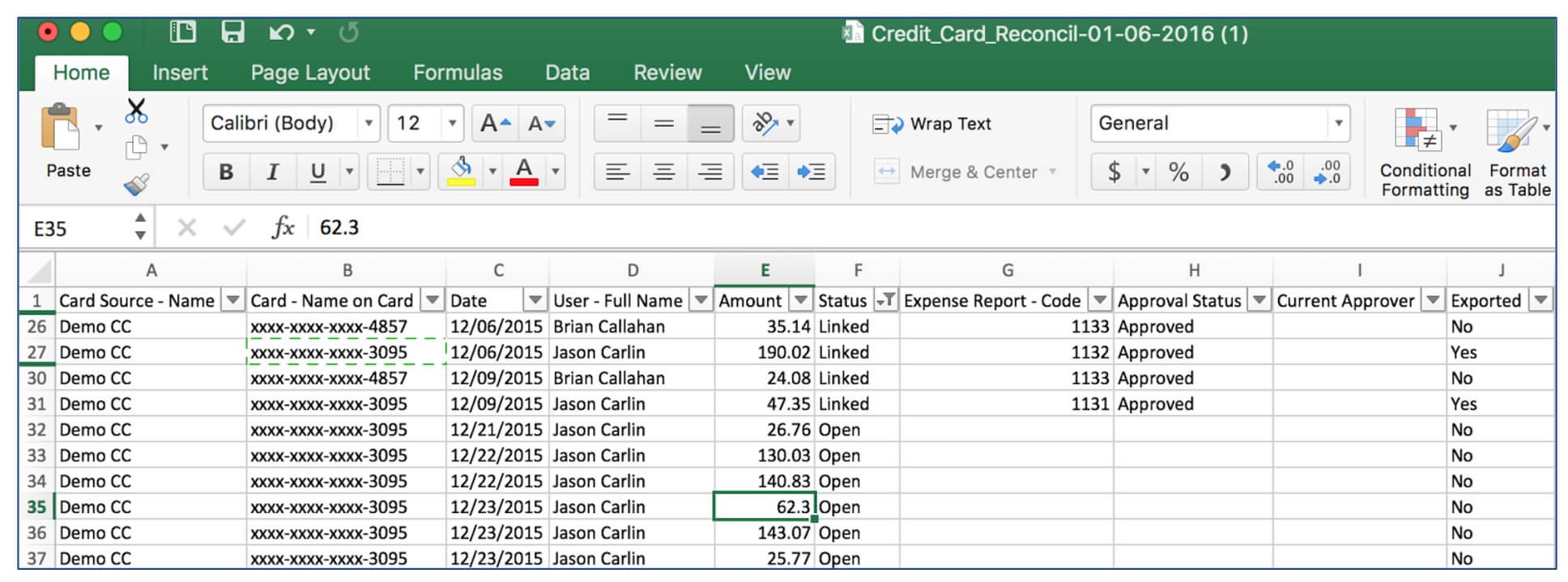 Reporting Template: Credit Card Reconciliation Report – Nexonia Within Credit Card Statement Template Excel