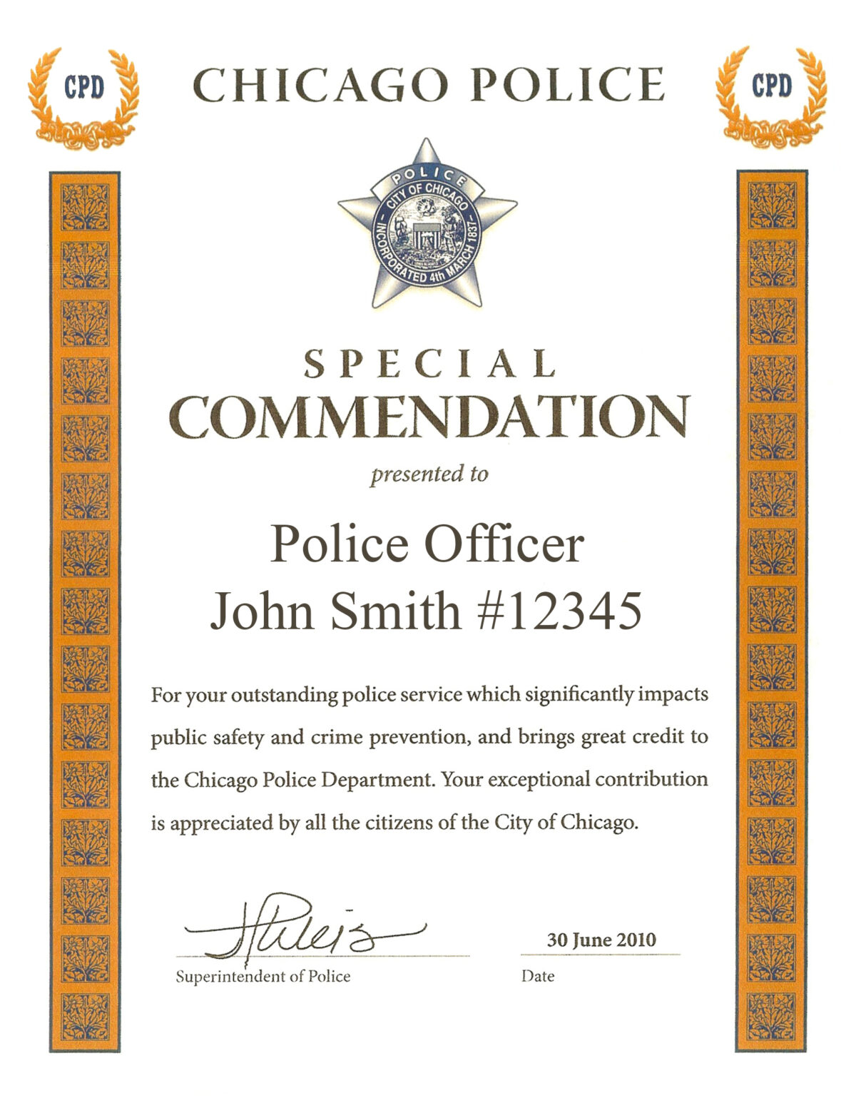 Ribbon Awards | Chicagocop With Life Saving Award Certificate Template