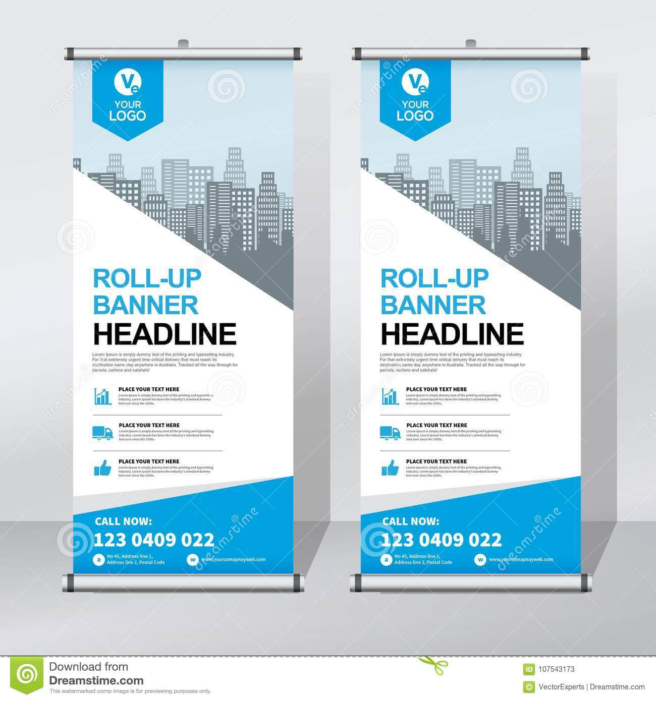 Roll Up Banner Design Template, Vertical, Abstract For Pop Up Brochure Template
