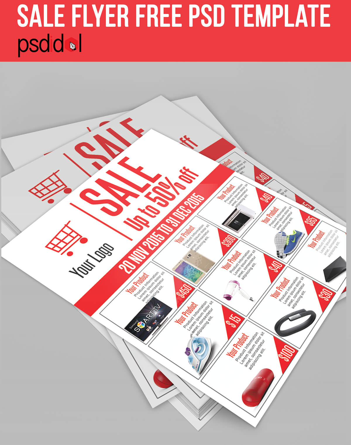 Sale Flyer Free Psd Template Download On Behance Within Product Brochure Template Free