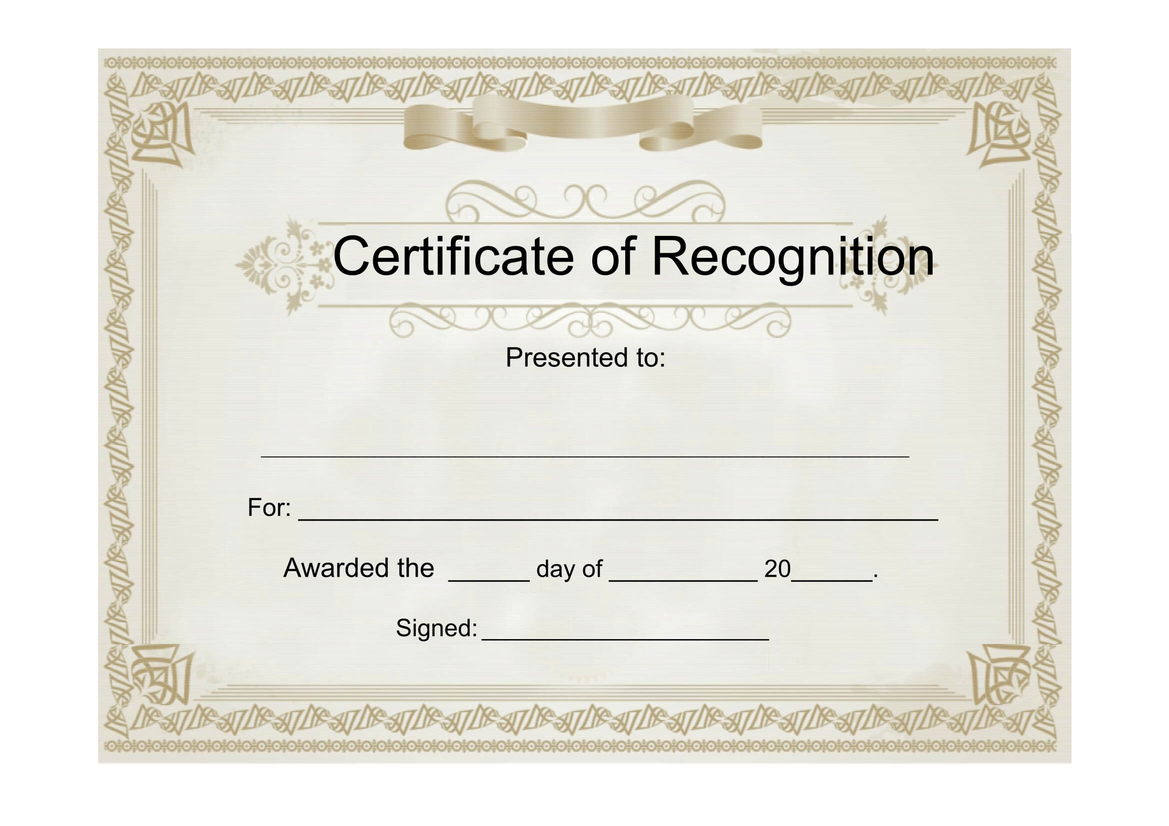 Sample Certificate Of Recognition – Free Download Template With Certificate Templates For Word Free Downloads