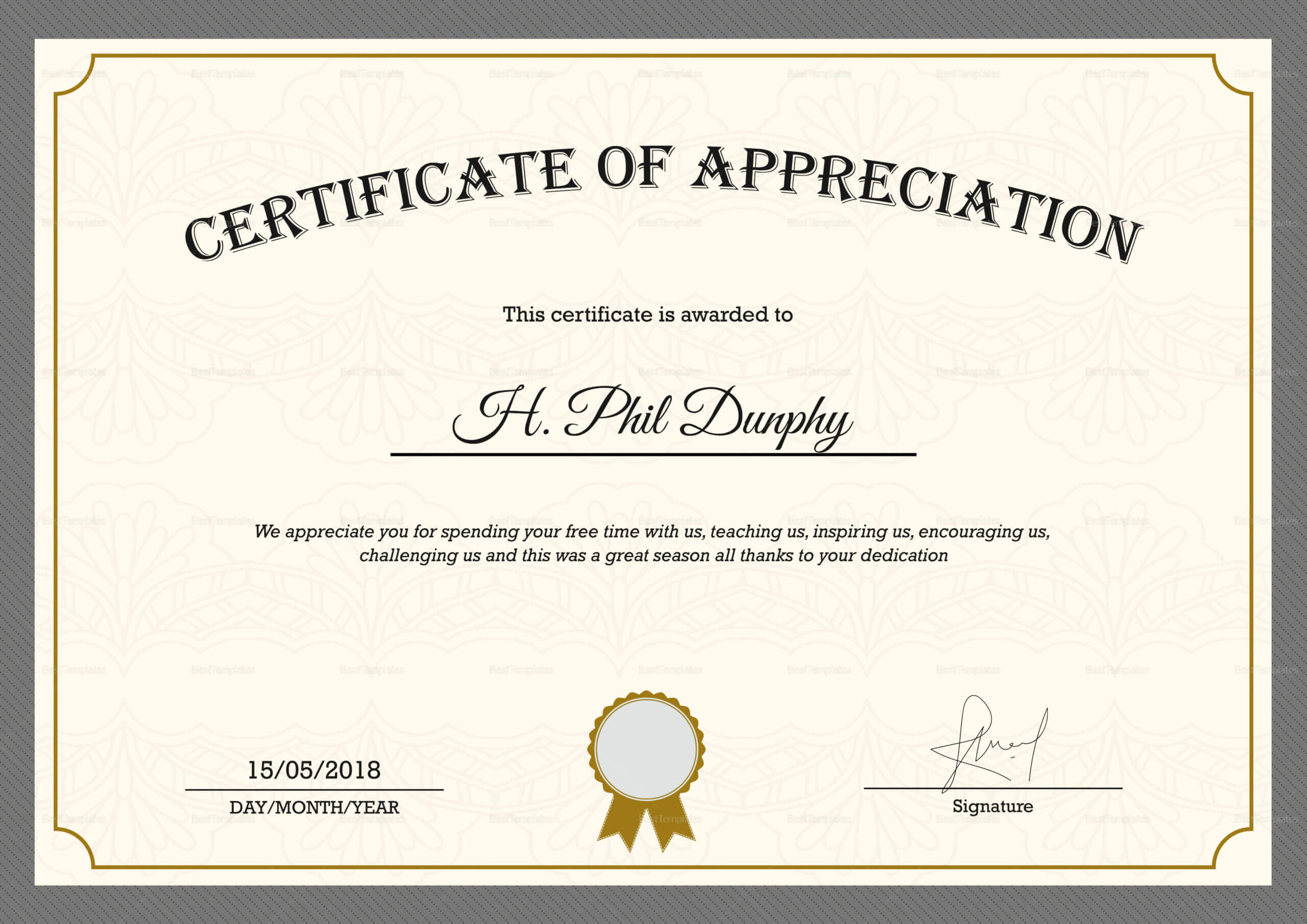 Sample Company Appreciation Certificate Template Intended For In Appreciation Certificate Templates