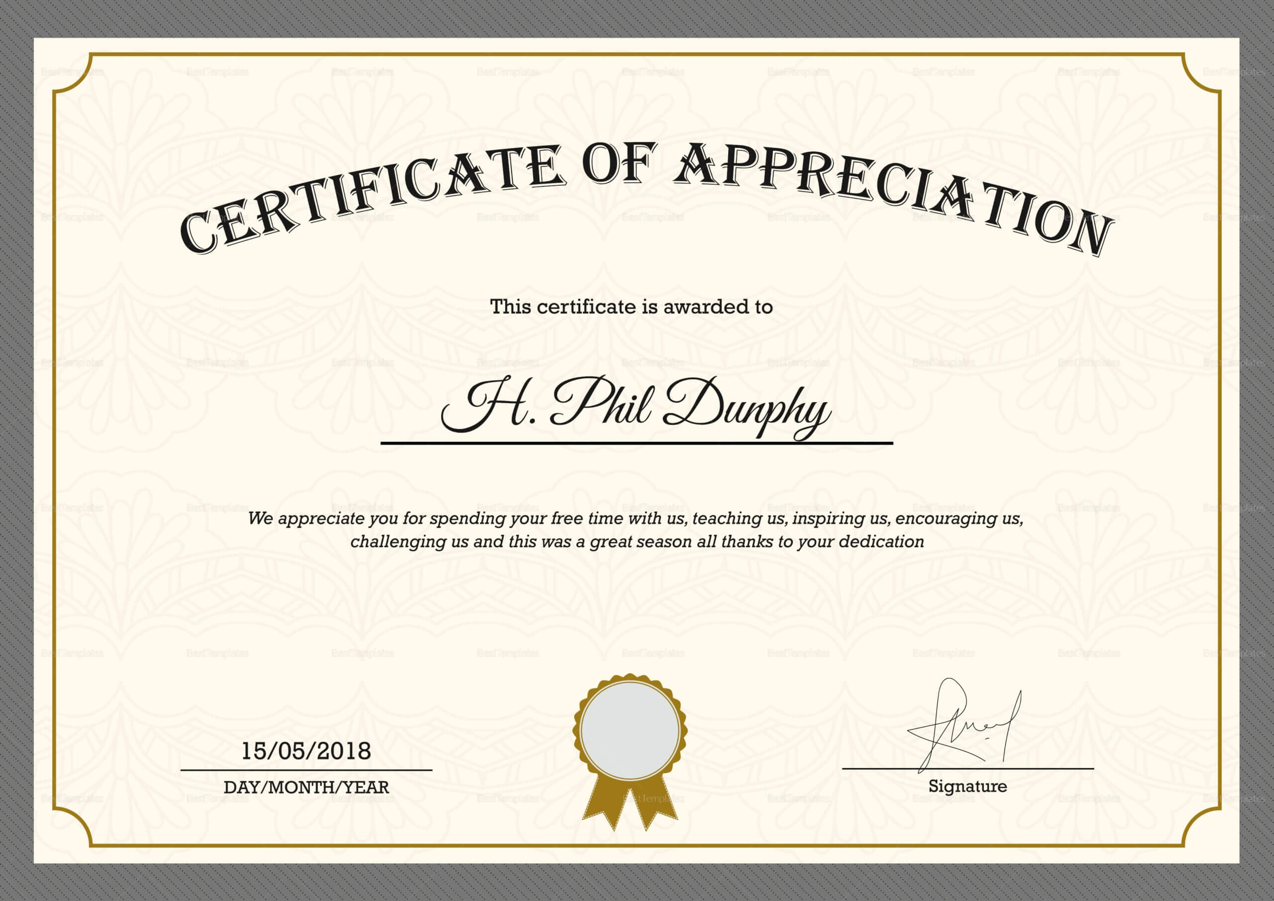 Sample Company Appreciation Certificate Template Within Throughout Certificates Of Appreciation Template