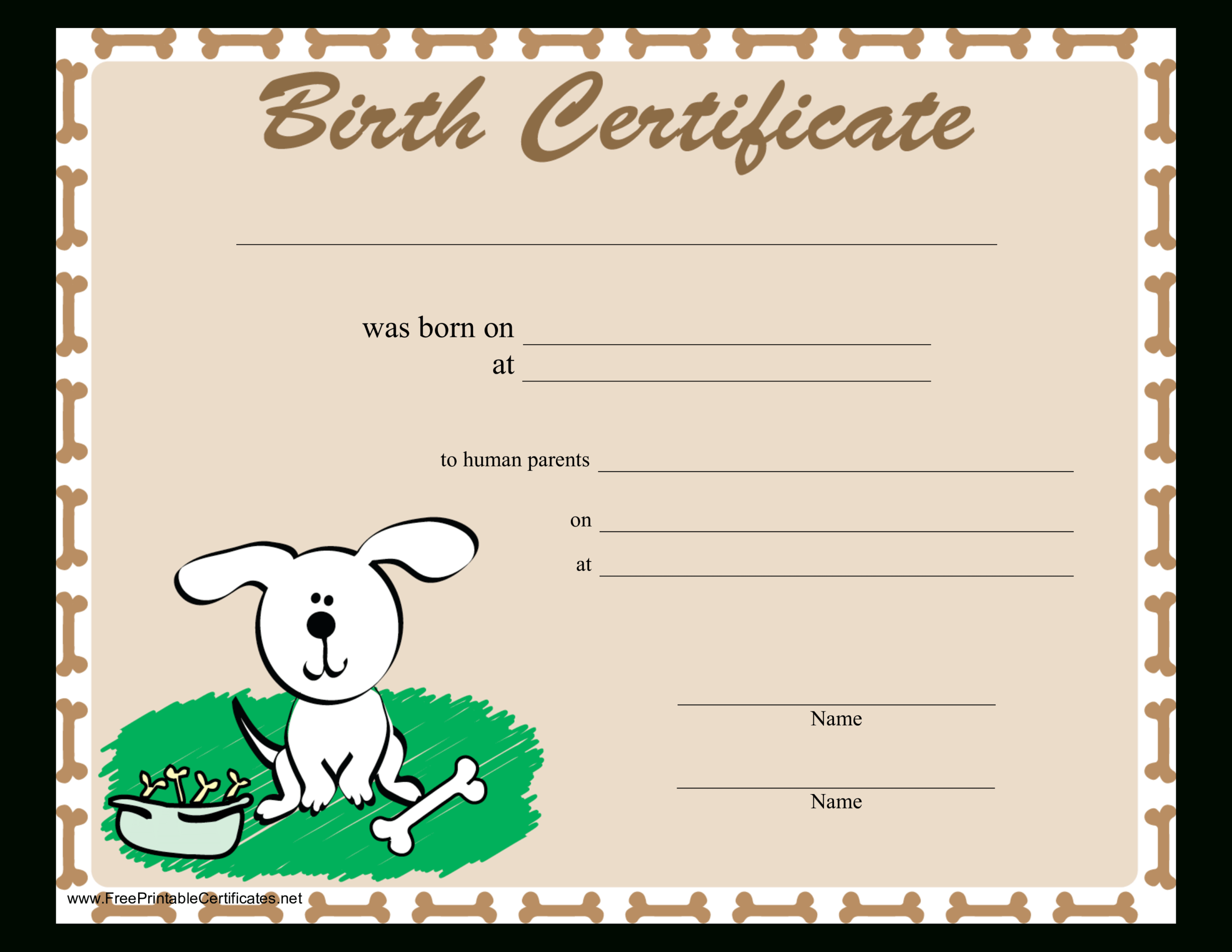 Sample Dog Birth Certificate | Templates At With Service Dog Certificate Template