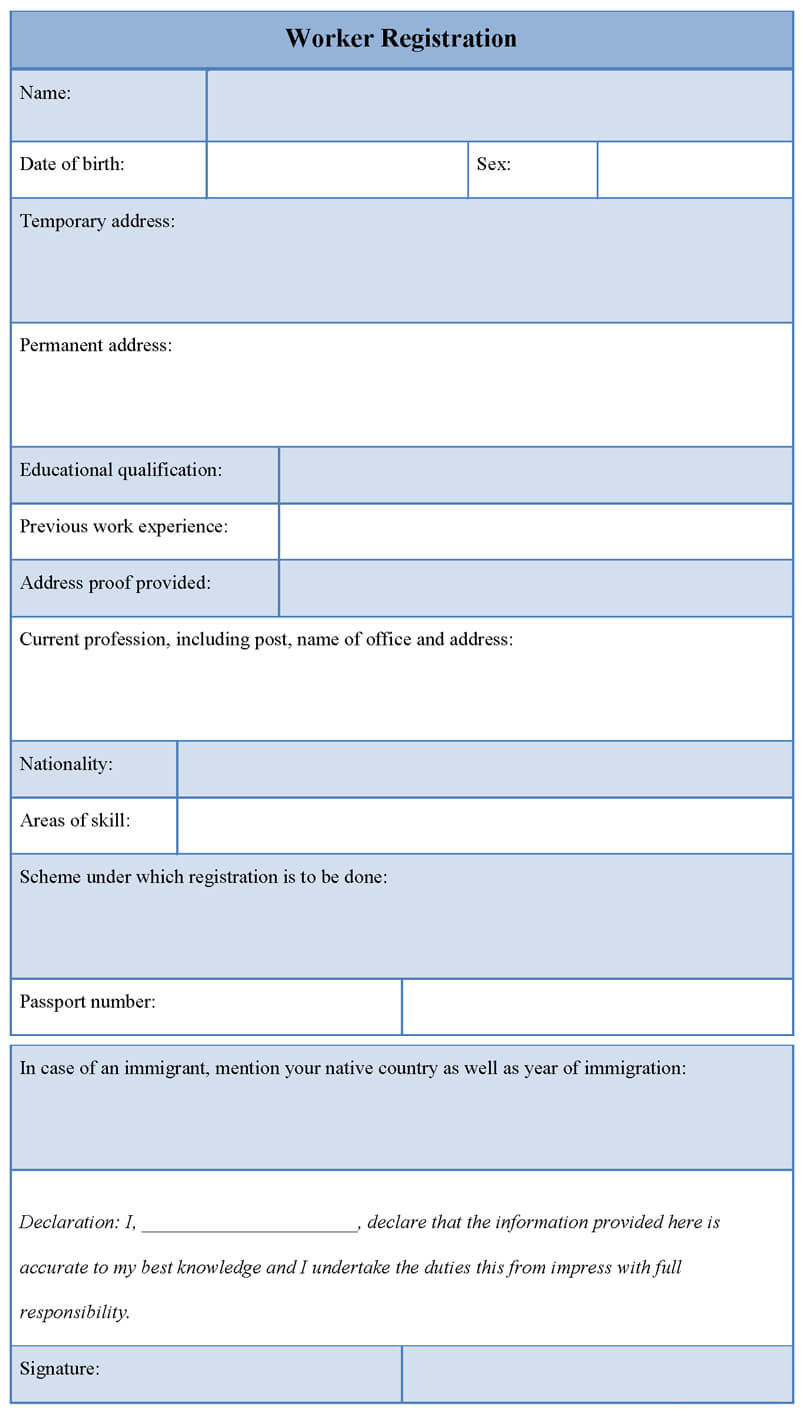 Sample Employee Registration Form - Matchboard.co Throughout Dd Form 2501 Courier Authorization Card Template