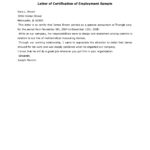 Sample Employment Certificate From Employer – Google Docs Pertaining To Certificate Of Service Template Free