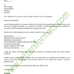 Sample Formal Letter To Principal For School Leaving Certificate With Leaving Certificate Template