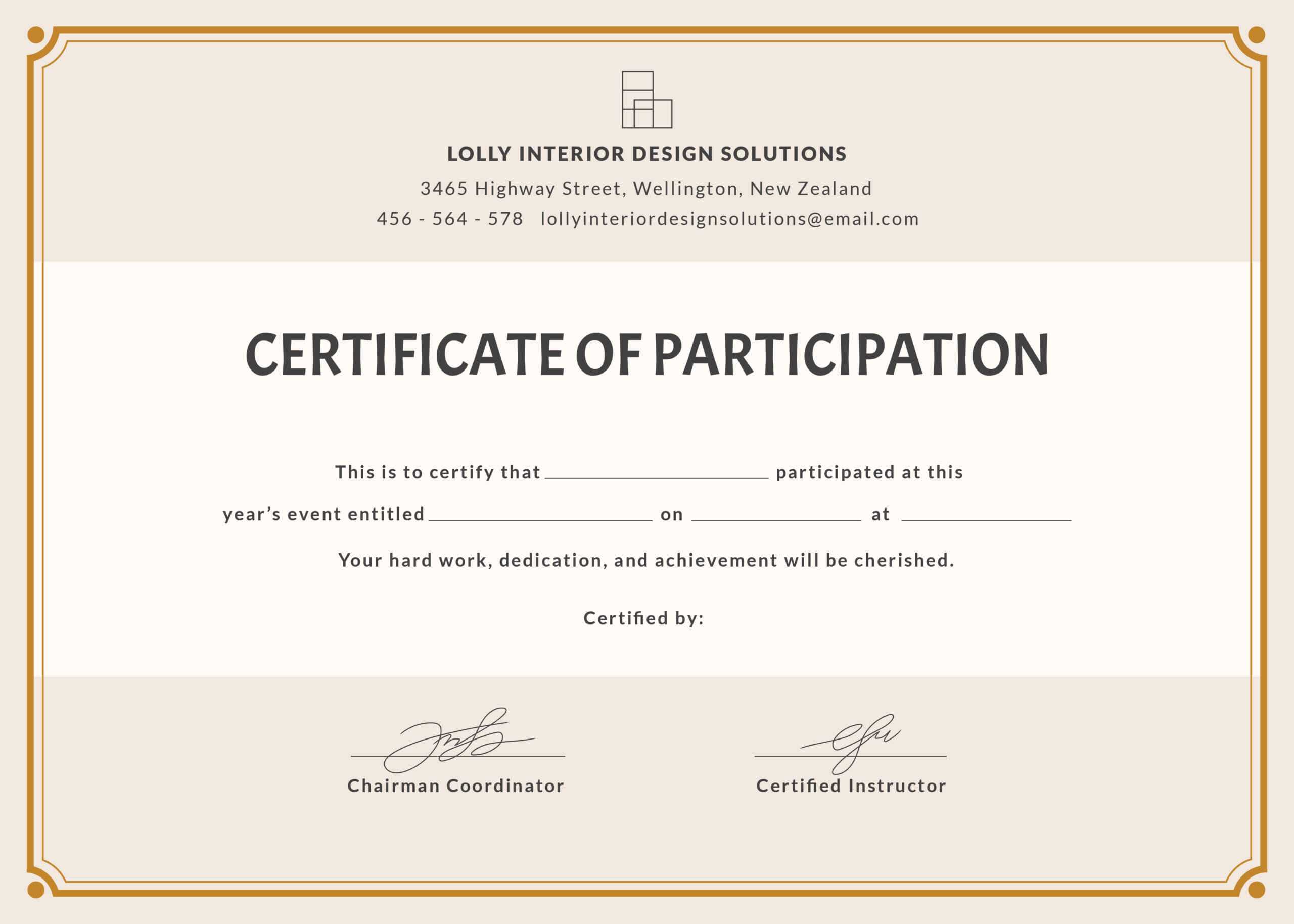 Samples Of Certificates Of Participation – Barati.ald2014 With Certificate Of Participation Template Doc