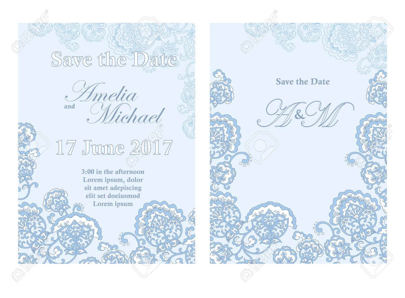 Save The Date Card Template In Light Blue Colors. Pertaining To Save The Date Cards Templates