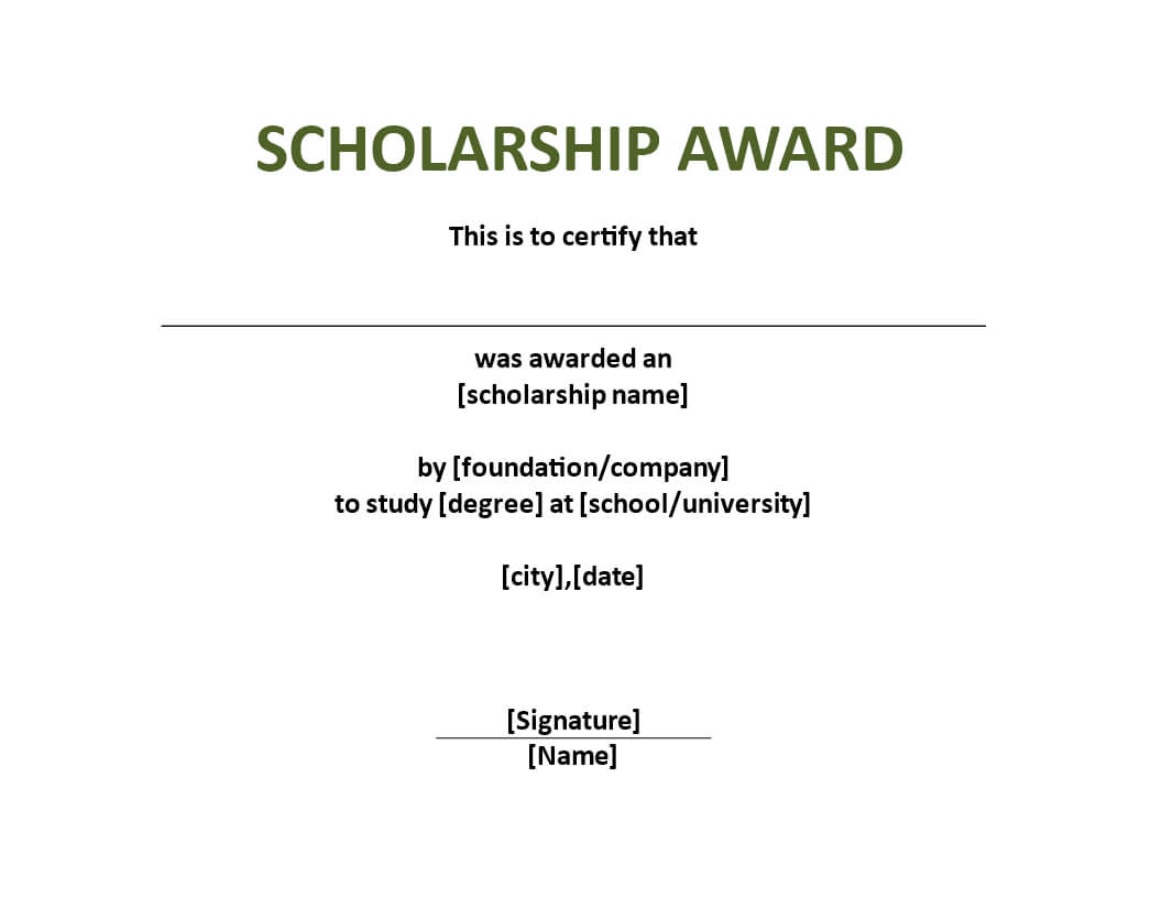 Scholarship Award Certificate Template | Templates At In Scholarship Certificate Template Word