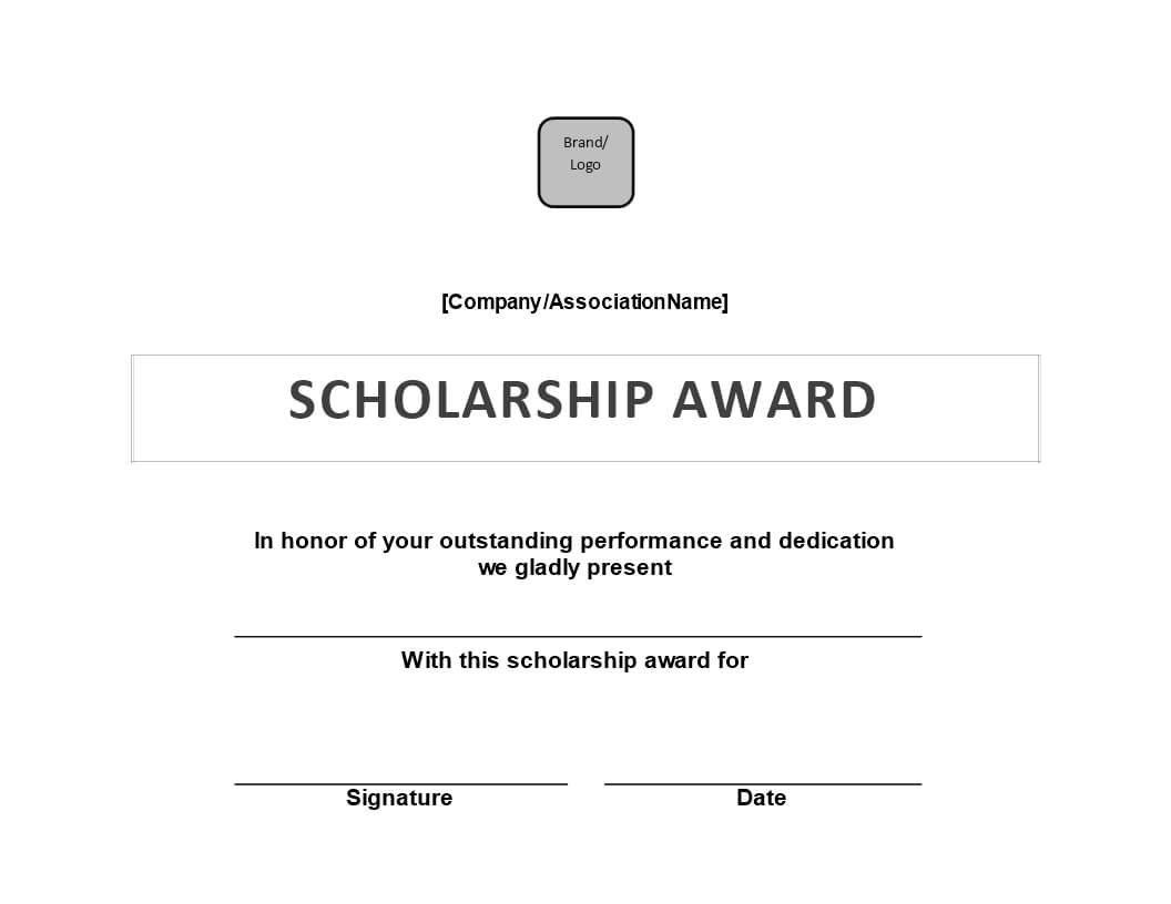 Scholarship Award Certificate | Templates At In Certificate Of Appearance Template