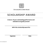 Scholarship Certificate Award | Templates At With Regard To Scholarship Certificate Template