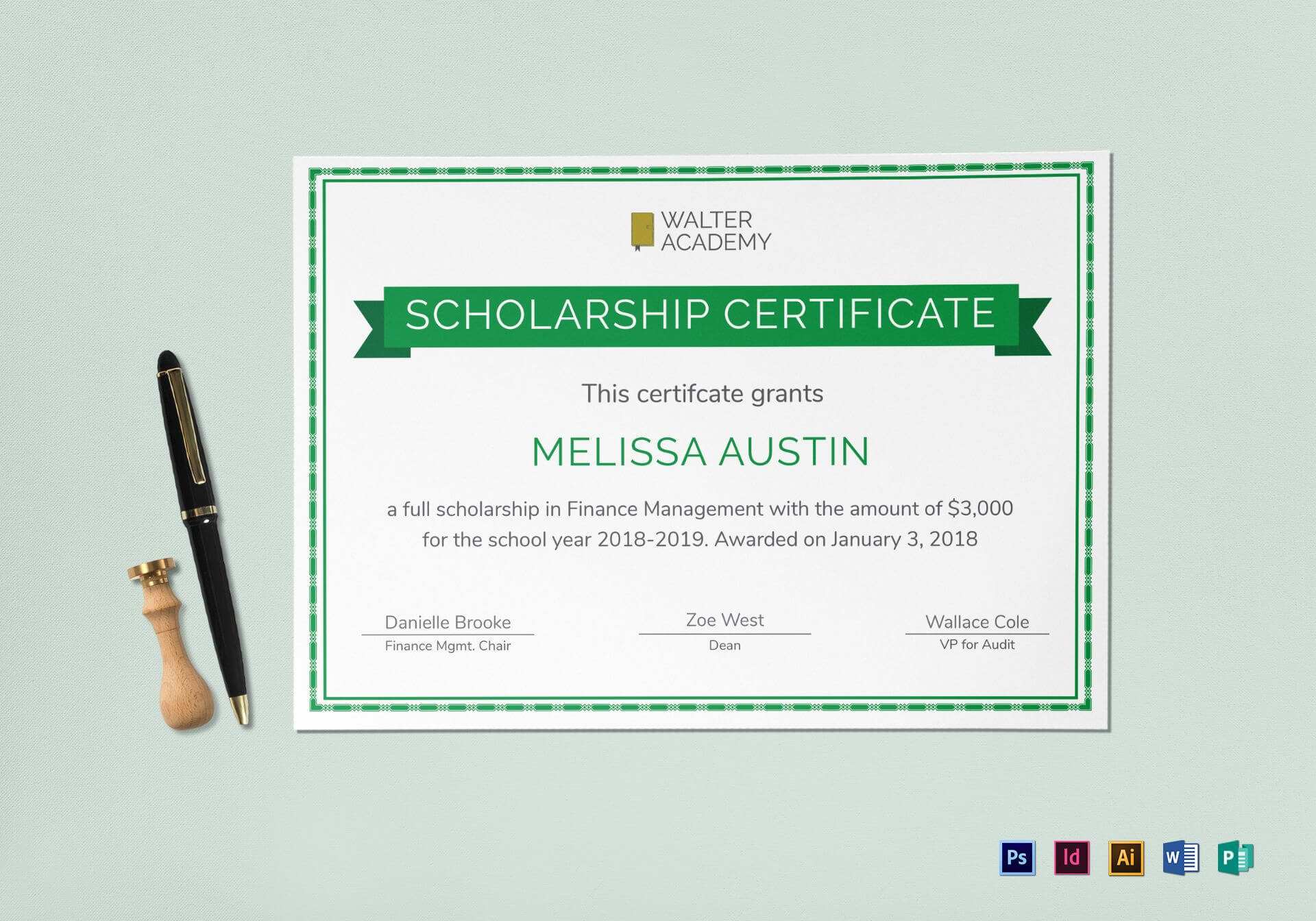 Scholarship Certificate Template With Scholarship Certificate Template Word