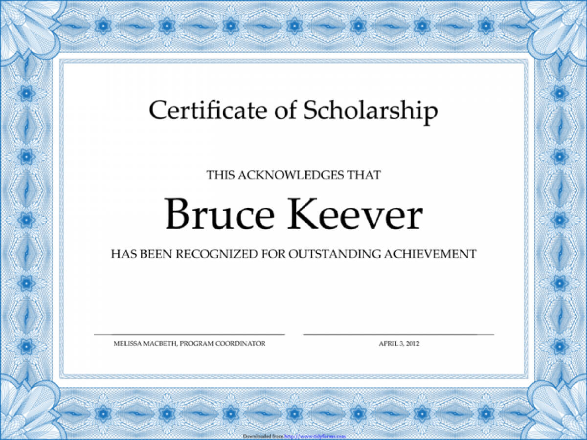 Scholarship Certificate Template Word And Eps Format With Scholarship Certificate Template
