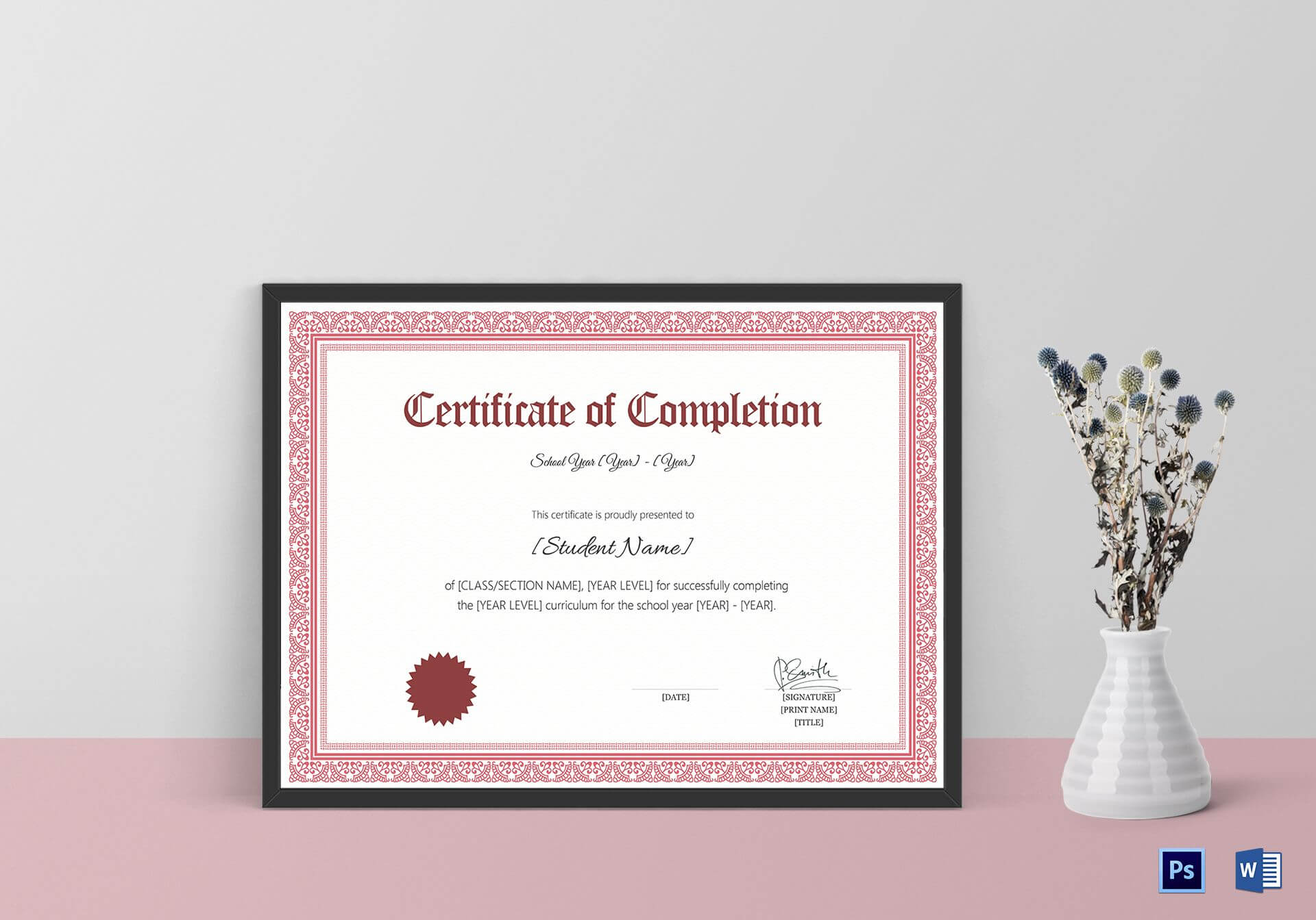 School Completion Certificate Template Intended For Mock Certificate Template