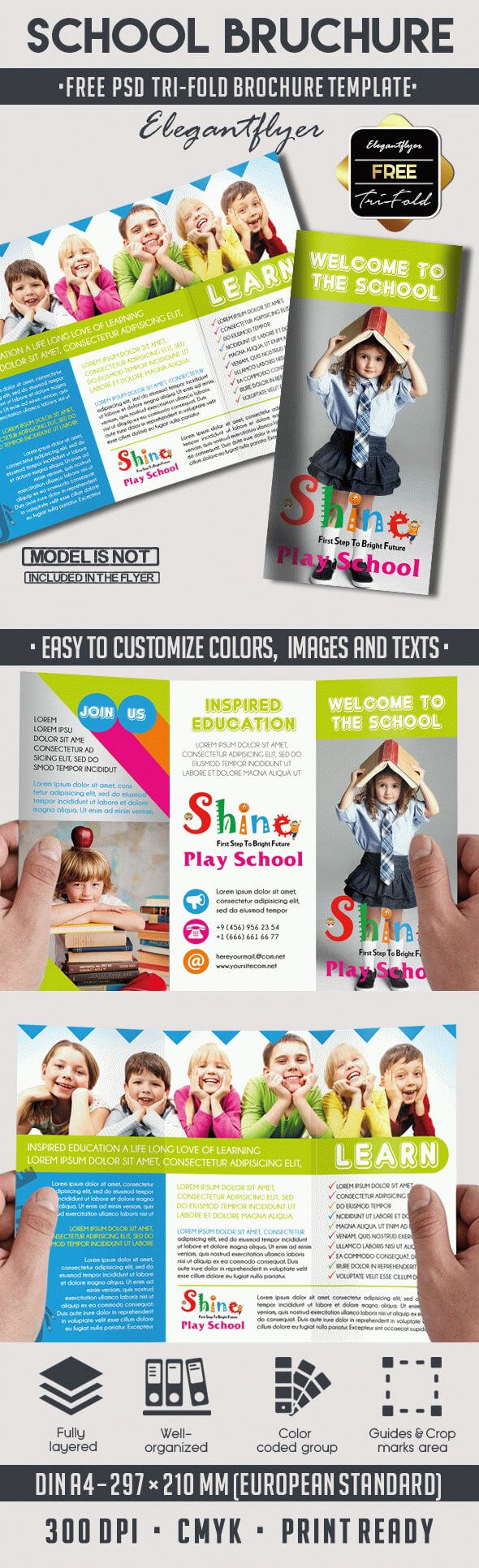 School – Free Psd Tri Fold Psd Brochure Template For Play School Brochure Templates
