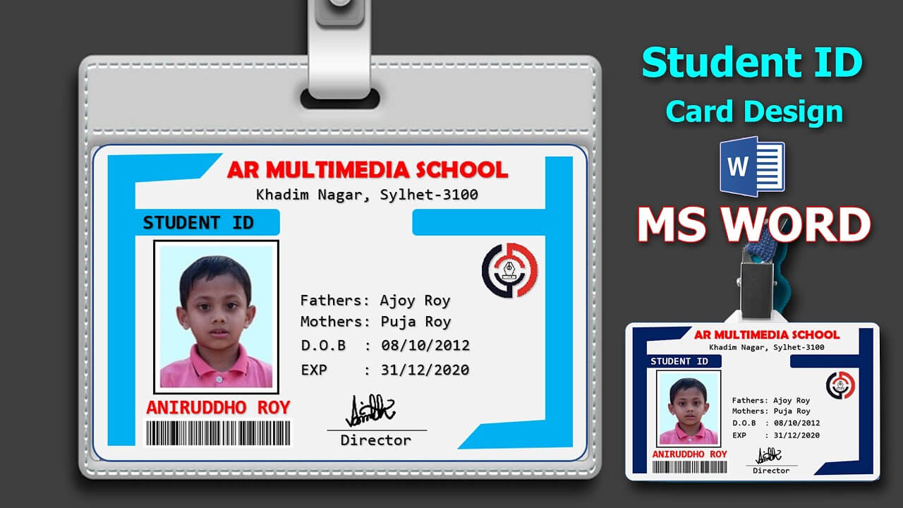 School Id Card Design In Ms Word 2020 || Student Identity Card Format Doc  || স্টুডেন্ট আইডি কার্ড Ar Within Id Card Template For Microsoft Word