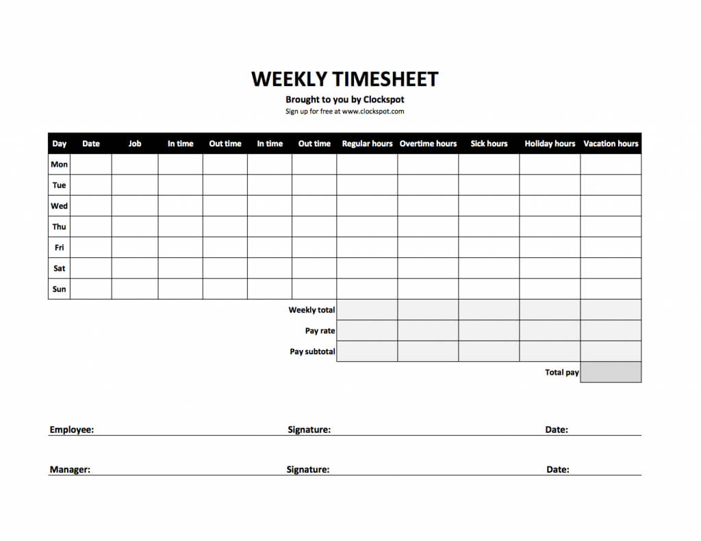 Screenshot Weekly Timesheet Time Card Eadsheet Free Tracking Pertaining To Weekly Time Card Template Free