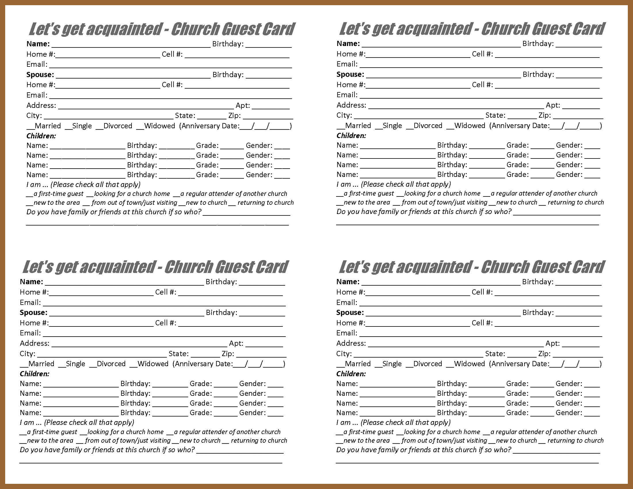 Search And Rescue Ministry – Forms Throughout Church Visitor Card Template
