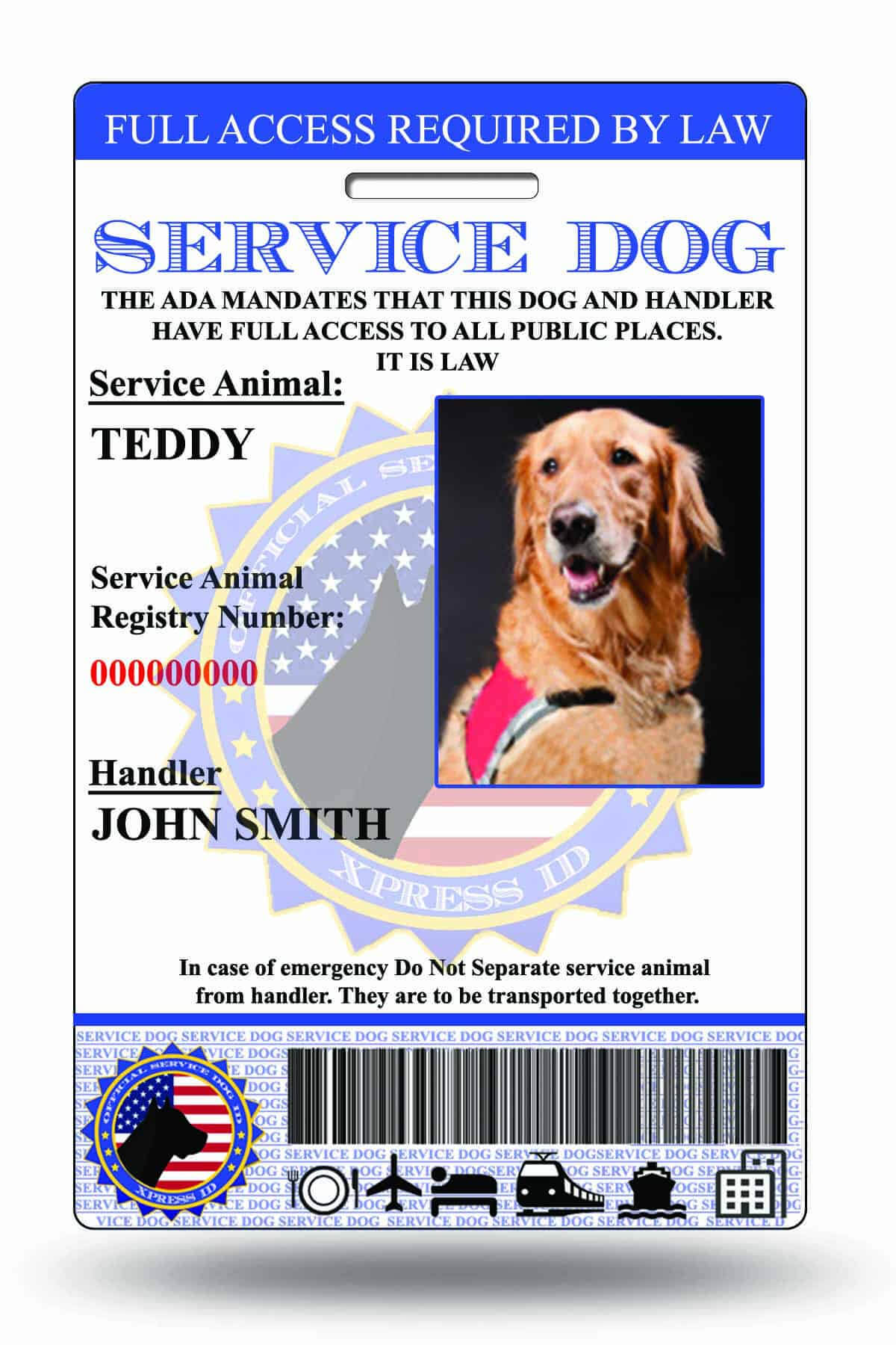 Service Dog Id | Custom & Holographic With Service Dog Certificate Template