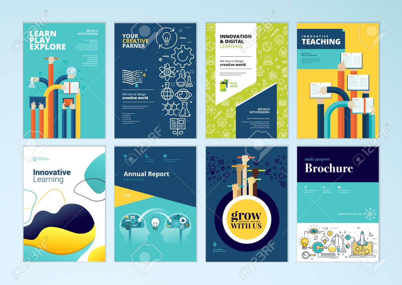 Set Of Brochure Design Templates On The Subject Of Education,.. Within Online Free Brochure Design Templates